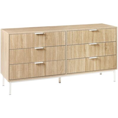 Beliani Commode Moderne En Mdf À 6 Tiroirs Pieds En Métal Avec Poignées Marron Clair - Publicité Beliani Commode Moderne En Mdf À 6 Tiroirs Pieds En Métal Avec Poignées Marron Clair - Publicité