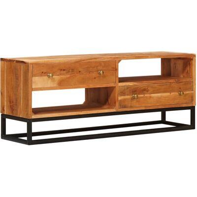 Meuble Tv Naturel 110 X 30 X 44 Cm Bois D'Acacia Massif Vidaxl - Publicité Meuble Tv Naturel 110 X 30 X 44 Cm Bois D'Acacia Massif Vidaxl - Publicité