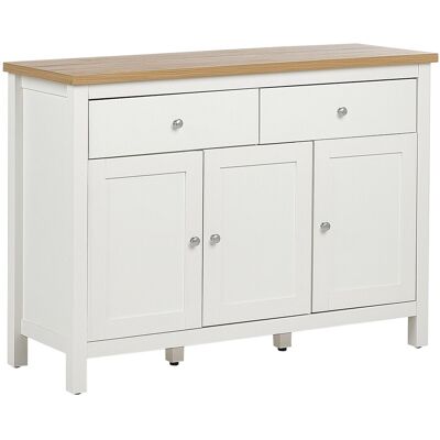 Beliani Buffet Minimaliste 2 Tiroirs Et 3 Portes Mdf Blanc Et Bois Clair Atoca - Publicité Beliani Buffet Minimaliste 2 Tiroirs Et 3 Portes Mdf Blanc Et Bois Clair Atoca - Publicité
