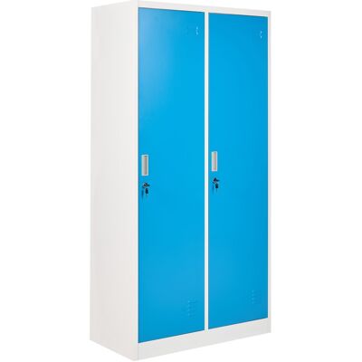 Beliani Casier Double En Métal Armoire Vestiaire Gymnase 2 Portes Blanc Et Bleu - Publicité Beliani Casier Double En Métal Armoire Vestiaire Gymnase 2 Portes Blanc Et Bleu - Publicité