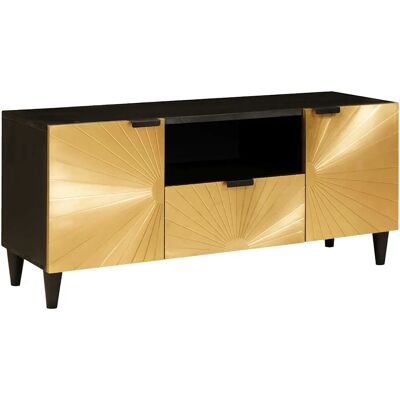 Meuble Tv Noir Et Or 105 X 33 X 46 Cm Bois D'Ingénierie Vidaxl - Publicité Meuble Tv Noir Et Or 105 X 33 X 46 Cm Bois D'Ingénierie Vidaxl - Publicité