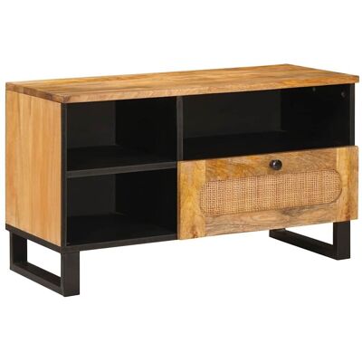Meuble Tv Marron 80 X 33 X 46 Cm Bois De Mangue Massif Vidaxl - Publicité Meuble Tv Marron 80 X 33 X 46 Cm Bois De Mangue Massif Vidaxl - Publicité