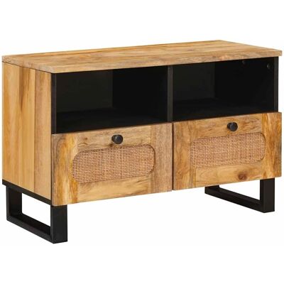 Meuble Tv Marron 70 X 33 X 46 Cm Bois De Mangue Massif Vidaxl - Publicité Meuble Tv Marron 70 X 33 X 46 Cm Bois De Mangue Massif Vidaxl - Publicité