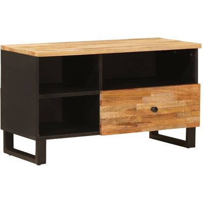 Meuble Tv Marron 80 X 33 X 46 Cm Bois De Mangue Massif Vidaxl - Publicité Meuble Tv Marron 80 X 33 X 46 Cm Bois De Mangue Massif Vidaxl - Publicité