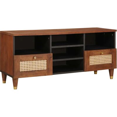 Meuble Tv Marron 100 X 33,5 X 46 Cm Bois De Mangue Massif Vidaxl - Publicité Meuble Tv Marron 100 X 33,5 X 46 Cm Bois De Mangue Massif Vidaxl - Publicité
