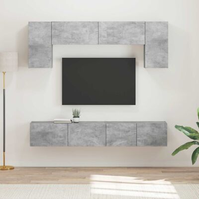Ensemble Meuble Tv 4 Pcs Gris Béton Bois D'Ingénierie Vidaxl - Publicité Ensemble Meuble Tv 4 Pcs Gris Béton Bois D'Ingénierie Vidaxl - Publicité
