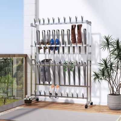 Étagère À Chaussures Avec Roulettes Argenté 89x27x120 Cm Rangement Vidaxl - Publicité Étagère À Chaussures Avec Roulettes Argenté 89x27x120 Cm Rangement Vidaxl - Publicité