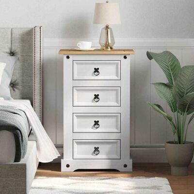 Table De Chevet Corona Blanc 53 X 39 X 84 Cm Pin Massif Vidaxl - Publicité Table De Chevet Corona Blanc 53 X 39 X 84 Cm Pin Massif Vidaxl - Publicité