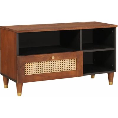 Meuble Tv Marron 80 X 33,5 X 46 Cm Bois De Mangue Massif Vidaxl - Publicité Meuble Tv Marron 80 X 33,5 X 46 Cm Bois De Mangue Massif Vidaxl - Publicité