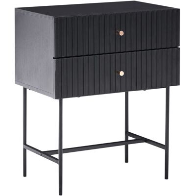 Beliani Table De Chevet Moderne En Panneau De Particules Avec Tiroirs Rangement Noir Et - Publicité Beliani Table De Chevet Moderne En Panneau De Particules Avec Tiroirs Rangement Noir Et - Publicité