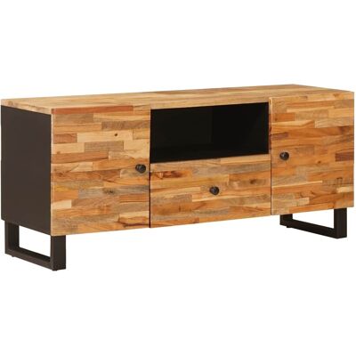 Meuble Tv Marron 105 X 33 X 46 Cm Bois De Mangue Massif Vidaxl - Publicité Meuble Tv Marron 105 X 33 X 46 Cm Bois De Mangue Massif Vidaxl - Publicité