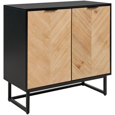 Beliani Buffet 2 Portes Placage Effet Bois Clair Et Noir Avec Etagère Rangement Alaska - Publicité Beliani Buffet 2 Portes Placage Effet Bois Clair Et Noir Avec Etagère Rangement Alaska - Publicité