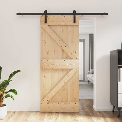 Porte Coulissante Naturel Et Noir 85 X 210 Cm Vidaxl - Publicité Porte Coulissante Naturel Et Noir 85 X 210 Cm Vidaxl - Publicité