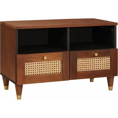 Meuble Tv Marron 70 X 33,5 X 46 Cm Bois De Mangue Massif Vidaxl - Publicité Meuble Tv Marron 70 X 33,5 X 46 Cm Bois De Mangue Massif Vidaxl - Publicité