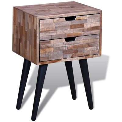 Table De Chevet Avec 2 Tiroirs Bois De Teck Recyclé Table De Nuit Vidaxl - Publicité Table De Chevet Avec 2 Tiroirs Bois De Teck Recyclé Table De Nuit Vidaxl - Publicité