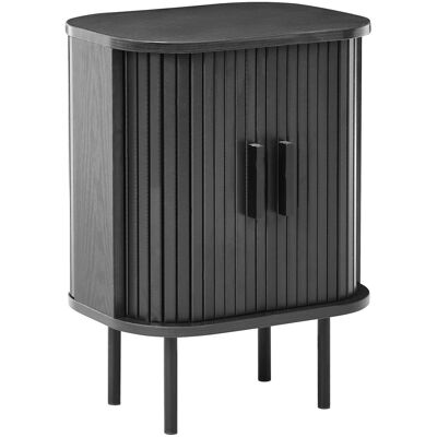 Beliani Table De Chevet Rétro 40 X 30 Cm Pieds En Métal Porte Coulissante Mdf Noir Brad - Publicité Beliani Table De Chevet Rétro 40 X 30 Cm Pieds En Métal Porte Coulissante Mdf Noir Brad - Publicité