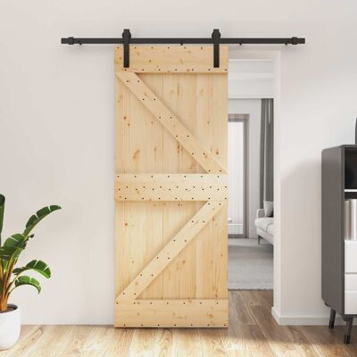 Porte Coulissante Naturel Et Noir 85 X 210 Cm Vidaxl - Publicité Porte Coulissante Naturel Et Noir 85 X 210 Cm Vidaxl - Publicité