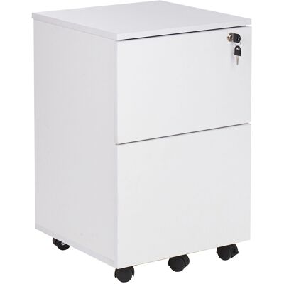 Beliani Meuble de bureau blanc avec roulettes 2 tiroirs - Mobilier de bureau - Publicité Beliani Meuble de bureau blanc avec roulettes 2 tiroirs - Mobilier de bureau - Publicité