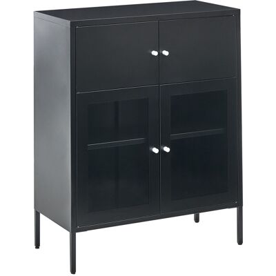 Beliani Vitrine Scandinave En Métal À 2 Portes Et 2 Portes Vitrées Noire Esholt - Publicité Beliani Vitrine Scandinave En Métal À 2 Portes Et 2 Portes Vitrées Noire Esholt - Publicité