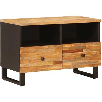 Meuble Tv Marron 70 X 33 X 46 Cm Bois De Mangue Massif Vidaxl - Publicité Meuble Tv Marron 70 X 33 X 46 Cm Bois De Mangue Massif Vidaxl - Publicité