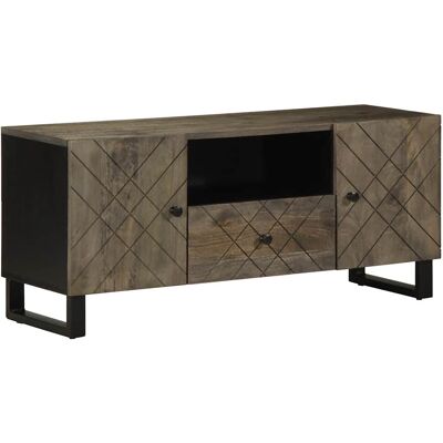 vidaXL Meuble TV en bois de mangue noir - 105x33x46 cm - Support TV - Publicité vidaXL Meuble TV en bois de mangue noir - 105x33x46 cm - Support TV - Publicité
