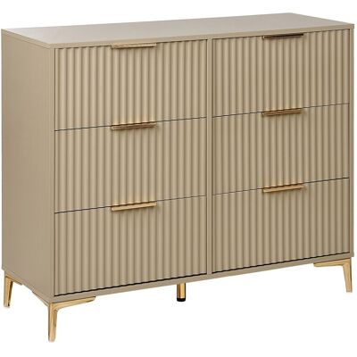 Beliani Commode Moderne En Mdf Avec 6 Tiroirs Cannelés Pieds En Métal Beige Walcott - Publicité Beliani Commode Moderne En Mdf Avec 6 Tiroirs Cannelés Pieds En Métal Beige Walcott - Publicité