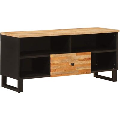 Meuble Tv Marron 100 X 33 X 46 Cm Bois De Mangue Massif Vidaxl - Publicité Meuble Tv Marron 100 X 33 X 46 Cm Bois De Mangue Massif Vidaxl - Publicité