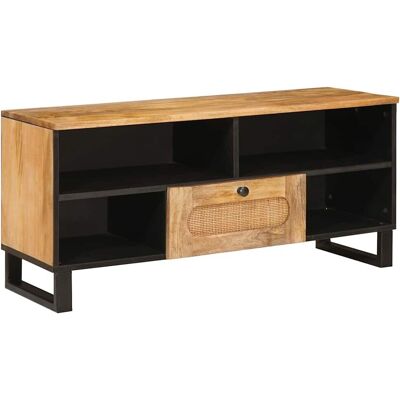 Meuble Tv Marron 100 X 33 X 46 Cm Bois De Mangue Massif Vidaxl - Publicité Meuble Tv Marron 100 X 33 X 46 Cm Bois De Mangue Massif Vidaxl - Publicité