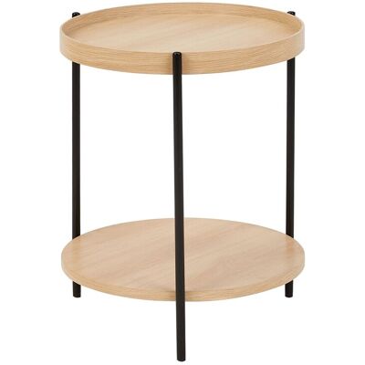 Beliani Table D'Appoint Ronde Moderne Cadre Métallique Et Étagère Ronde Bois Clair Lande - Publicité Beliani Table D'Appoint Ronde Moderne Cadre Métallique Et Étagère Ronde Bois Clair Lande - Publicité