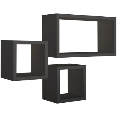 Sanitec Étagères À Mur Lot De 3 Pc Modulaires Noir Mod. Tribù - Publicité Sanitec Étagères À Mur Lot De 3 Pc Modulaires Noir Mod. Tribù - Publicité