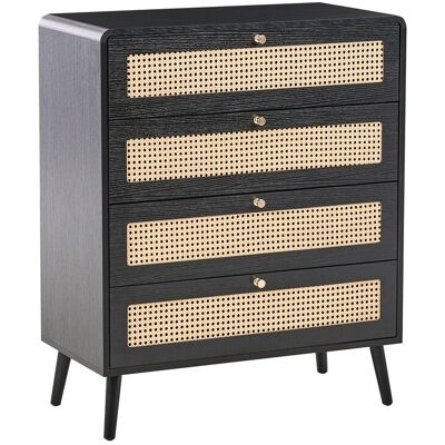 Beliani Commode À 4 Tiroirs Bohème En Mdf Et Rotin Pe Pieds En Bois Avec Poignées Dorés - Publicité Beliani Commode À 4 Tiroirs Bohème En Mdf Et Rotin Pe Pieds En Bois Avec Poignées Dorés - Publicité