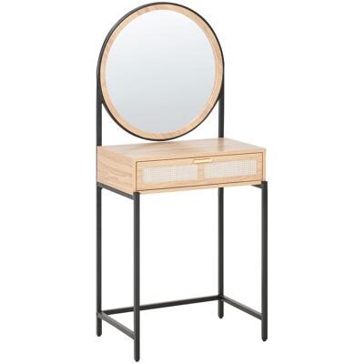 Beliani Coiffeuse Boho Avec Miroir Et Tiroir Marron Clair Et Noir Cassiar - Publicité Beliani Coiffeuse Boho Avec Miroir Et Tiroir Marron Clair Et Noir Cassiar - Publicité