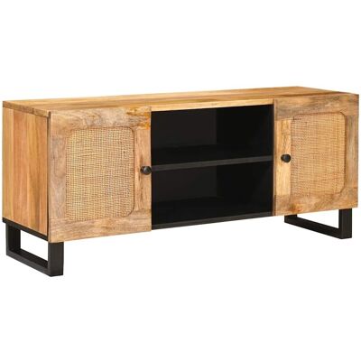 Meuble Tv Marron 105 X 33 X 46 Cm Bois De Mangue Massif Vidaxl - Publicité Meuble Tv Marron 105 X 33 X 46 Cm Bois De Mangue Massif Vidaxl - Publicité
