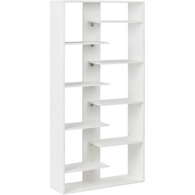 Beliani Bibliothèque À 8 Niveaux Étagères Ouvertes Panneau De Particules Blanche - Publicité Beliani Bibliothèque À 8 Niveaux Étagères Ouvertes Panneau De Particules Blanche - Publicité