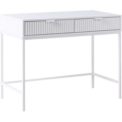 Beliani Table Console À 2 Tiroirs Design Cannelé Mdf Blanc Adelaide - Publicité Beliani Table Console À 2 Tiroirs Design Cannelé Mdf Blanc Adelaide - Publicité
