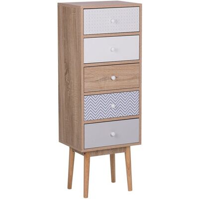Beliani - Foley - Commode Chiffonnier - Bois Clair Et Blanc - 5 Tiroirs - Publicité Beliani - Foley - Commode Chiffonnier - Bois Clair Et Blanc - 5 Tiroirs - Publicité