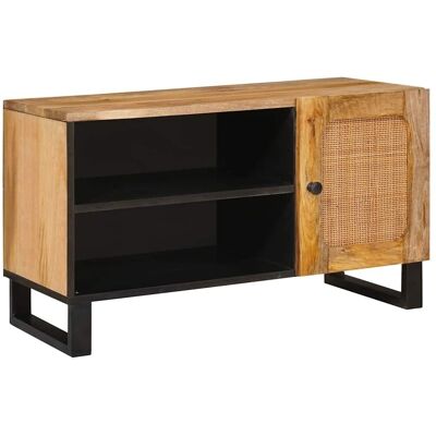 Meuble Tv Marron 80 X 33 X 46 Cm Bois De Mangue Massif Vidaxl - Publicité Meuble Tv Marron 80 X 33 X 46 Cm Bois De Mangue Massif Vidaxl - Publicité