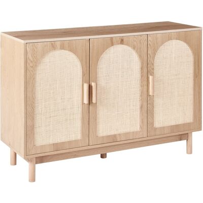 Beliani Buffet 3 Portes Panneau Particules Pieds En Bois Façades En Rotin Style Boho Mar - Publicité Beliani Buffet 3 Portes Panneau Particules Pieds En Bois Façades En Rotin Style Boho Mar - Publicité
