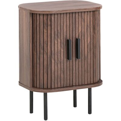 Beliani Table De Chevet Retro En Mdf 40 X 30 Cm Pieds En Métal Porte Coulissante Marron - Publicité Beliani Table De Chevet Retro En Mdf 40 X 30 Cm Pieds En Métal Porte Coulissante Marron - Publicité