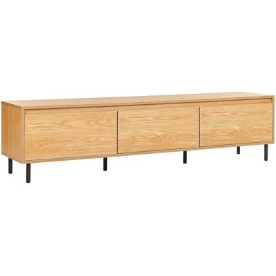 Beliani Meuble Tv Ton Bois Clair Minimaliste À Pieds En Métal Noir 3 Portes Rangement Ni - Publicité Beliani Meuble Tv Ton Bois Clair Minimaliste À Pieds En Métal Noir 3 Portes Rangement Ni - Publicité