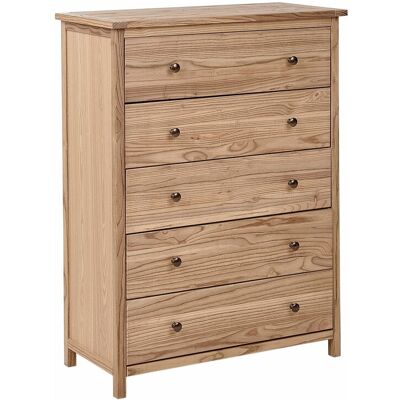 Beliani - Commode Rustique en Bois 5 Tiroirs - Chiffonier - Publicité Beliani - Commode Rustique en Bois 5 Tiroirs - Chiffonier - Publicité