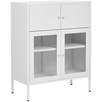 Beliani Vitrine Scandinave En Métal À 2 Portes Et 2 Portes Vitrées Blanche Esholt - Publicité Beliani Vitrine Scandinave En Métal À 2 Portes Et 2 Portes Vitrées Blanche Esholt - Publicité