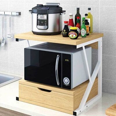 Non Applicabile Etagère Cuisine Etagère Micro-Ondes Armoire Tiroir Métal Bois Beige - Publicité Non Applicabile Etagère Cuisine Etagère Micro-Ondes Armoire Tiroir Métal Bois Beige - Publicité