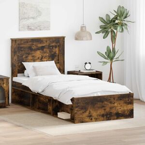 Cadre De Lit Avec Tête De Lit Chêne Fumé 90 X 190 Cm Pin Massif Vidaxl - Publicité Cadre De Lit Avec Tête De Lit Chêne Fumé 90 X 190 Cm Pin Massif Vidaxl - Publicité