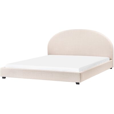 Beliani Lit À Eau Double En Tissu 180 X 200 Cm Avec Tête De Lit Demi-Ronde Beige Clair - Publicité Beliani Lit À Eau Double En Tissu 180 X 200 Cm Avec Tête De Lit Demi-Ronde Beige Clair - Publicité