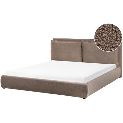 Beliani Lit Double Moderne 180 X 200 Cm Avec Tête De Lit Rembourrée En Tissu Bouclé Taup - Publicité Beliani Lit Double Moderne 180 X 200 Cm Avec Tête De Lit Rembourrée En Tissu Bouclé Taup - Publicité