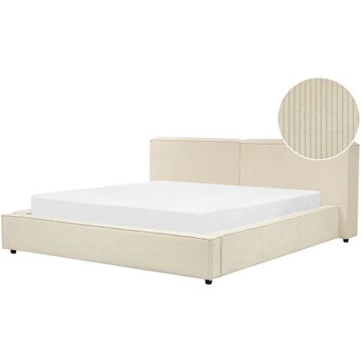 Beliani Lit À Eau Classique Rembourré 180 X 200 Cm En Velours Côtelé Beige Linards - Publicité Beliani Lit À Eau Classique Rembourré 180 X 200 Cm En Velours Côtelé Beige Linards - Publicité