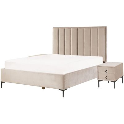 Ensemble de chambre moderne en velours Beliani avec rangement - Lit 160x200cm - Publicité Ensemble de chambre moderne en velours Beliani avec rangement - Lit 160x200cm - Publicité