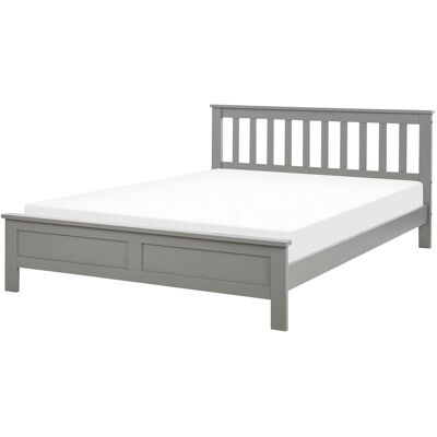Cadre de lit en pin gris Beliani - Taille double Style scandinave - Publicité Cadre de lit en pin gris Beliani - Taille double Style scandinave - Publicité