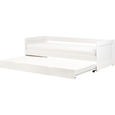 Beliani Lit Gigogne En Bois De Pin Coulissant 90 X 200 Cm Lit D'Appoint Blanc Gravelines - Publicité Beliani Lit Gigogne En Bois De Pin Coulissant 90 X 200 Cm Lit D'Appoint Blanc Gravelines - Publicité